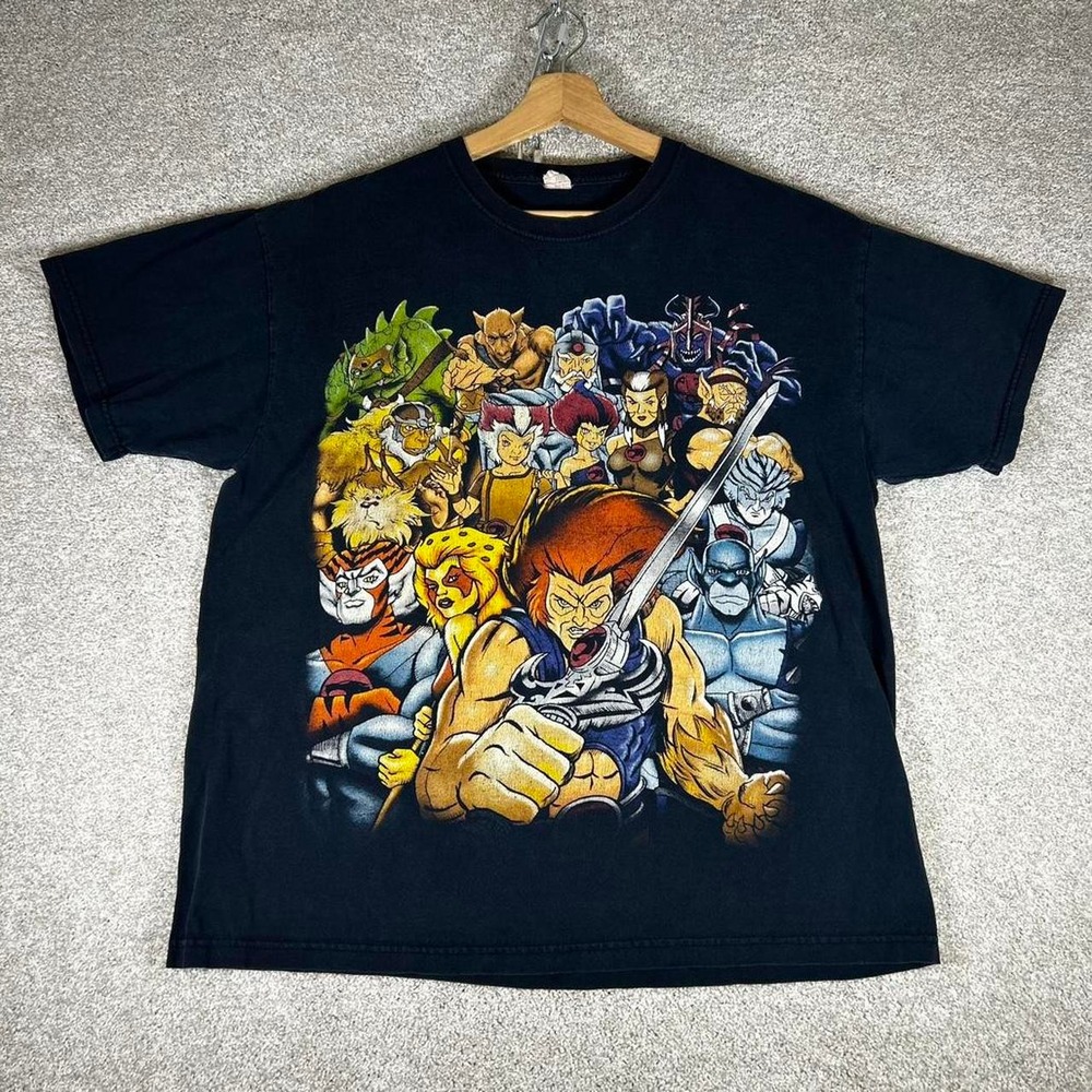 Y2K Thundercats faded black big graphic cartoon comic t-shirt Size L